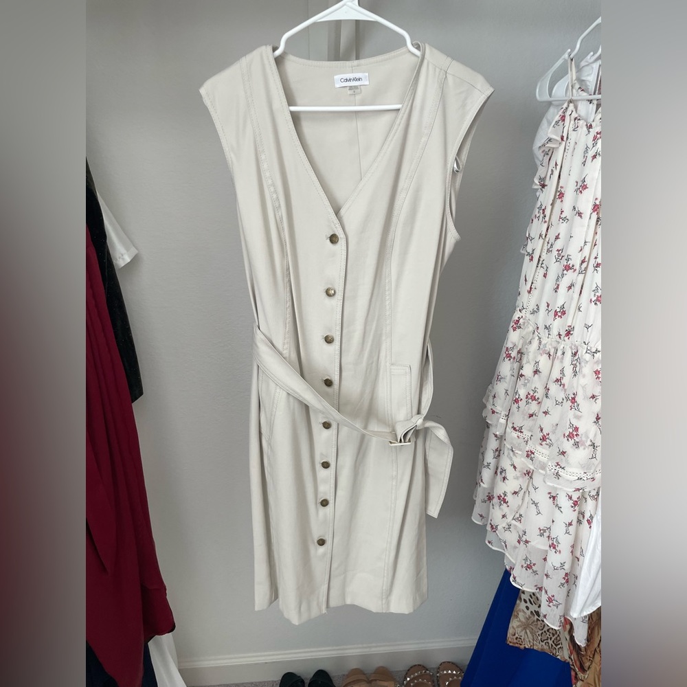 Calvin Klein button down belted dress
